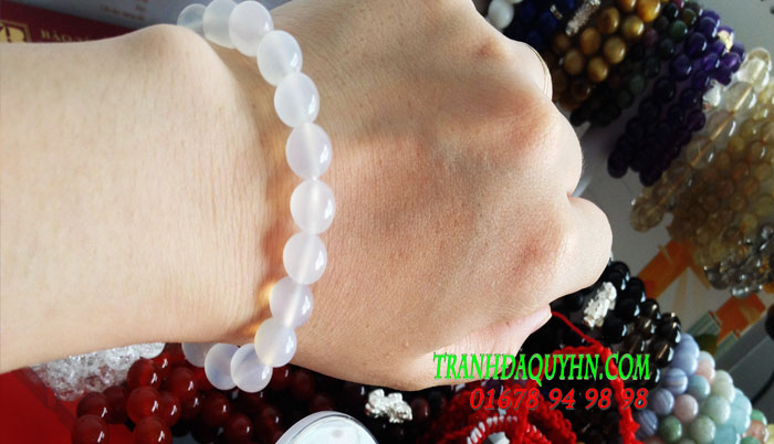 vòng tay đá mã não trắng